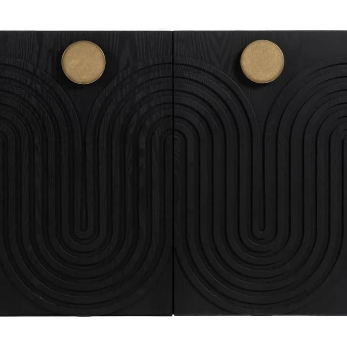 Aparador negro-oro madera/metal 160x40x80 cm - Imagen 3