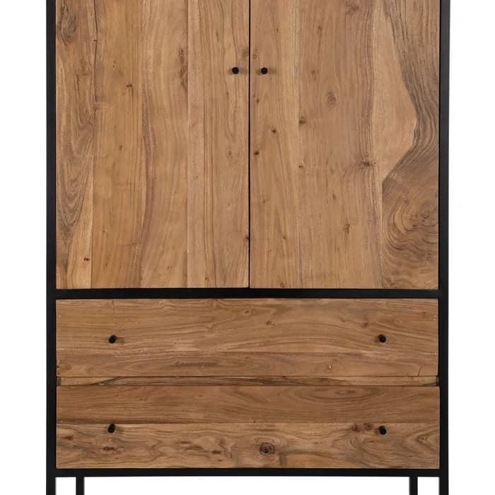 Armario salón natural madera/metal 90x45x190 cm - Imagen 4