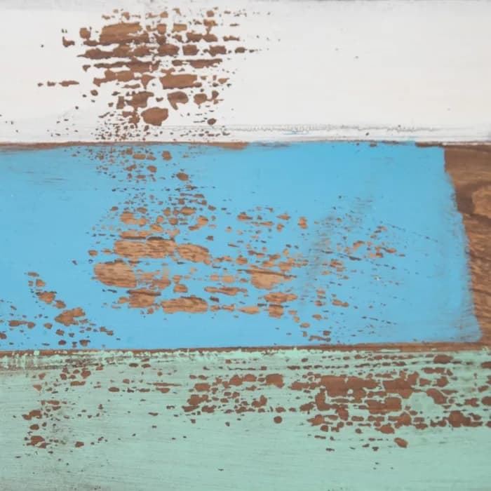 Escritorio marrón-azul madera/metal 140x35x77 cm - Imagen 4
