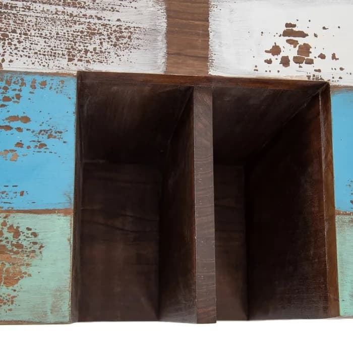 Escritorio marrón-azul madera/metal 140x35x77 cm - Imagen 5