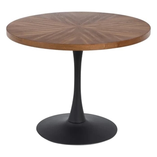 Mesa comedor natural-negro DM-metal 100 x 100 x 76 cm - Imagen 1
