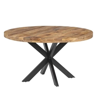 Mesa comedor natural-negro madera-hierro 140 x 140 x 77 cm - Imagen 1