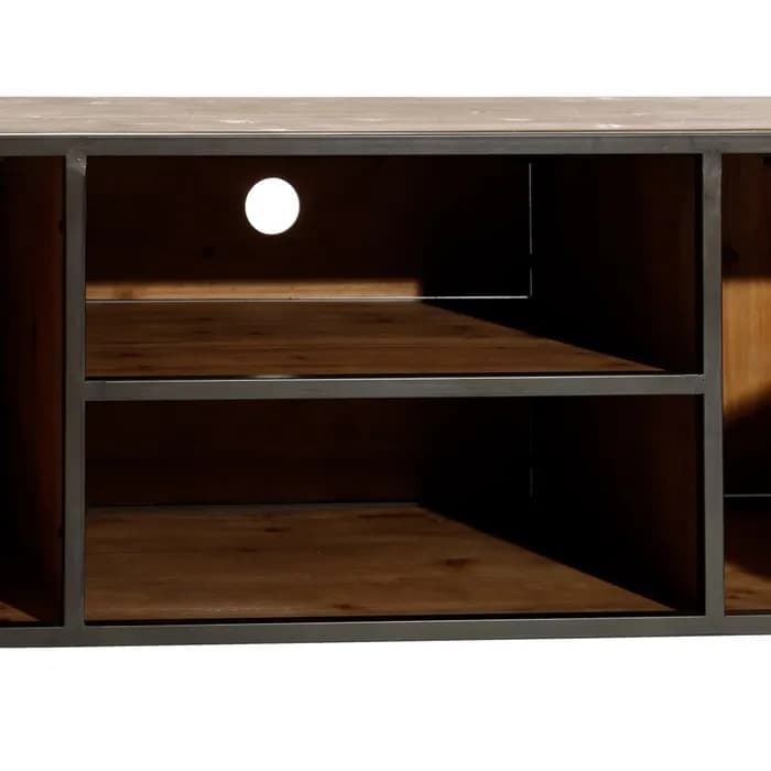 Mueble TV marrón-negro madera/metal 150x40x49 cm - Imagen 3
