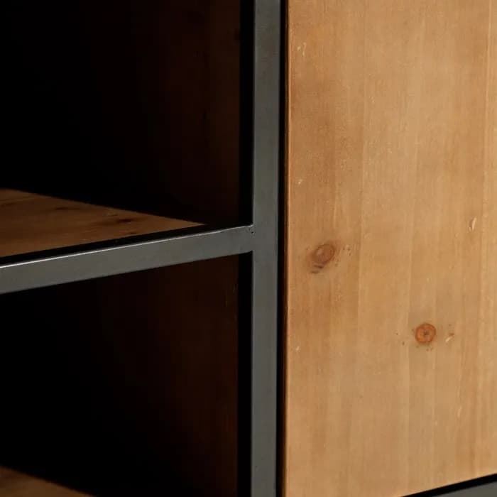 Mueble TV marrón-negro madera/metal 150x40x49 cm - Imagen 5