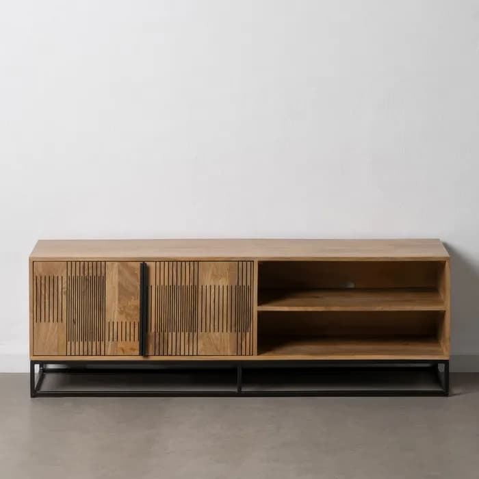 Mueble TV natural-negro madera/hierro 150x40x50 cm - Imagen 1