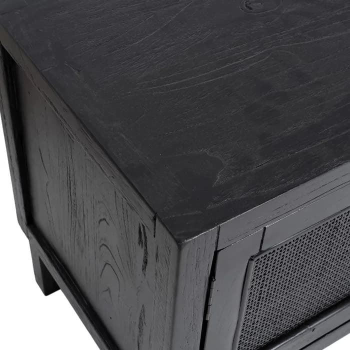 Mueble TV salón negro madera mindi 150x40x55 cm - Imagen 3