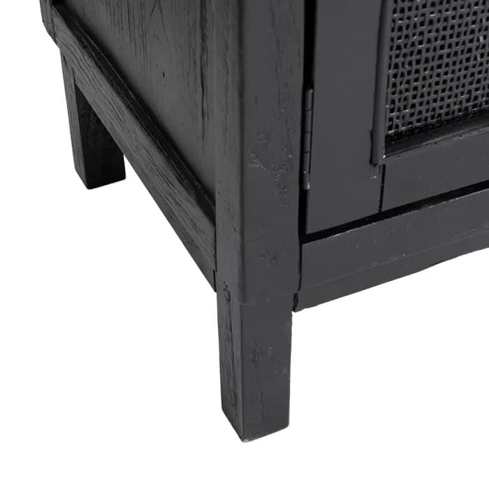 Mueble TV salón negro madera mindi 150x40x55 cm - Imagen 5